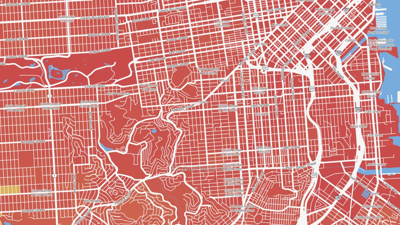 Castro-Upper Market, San Francisco, CA Map of Vandalism Rates