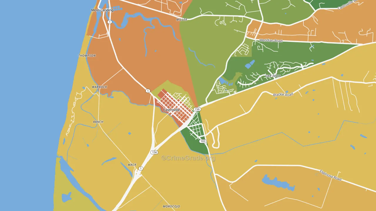Castroville, CA Map of Vandalism Rates