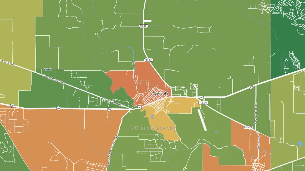 Castroville, TX Map of Vandalism Rates