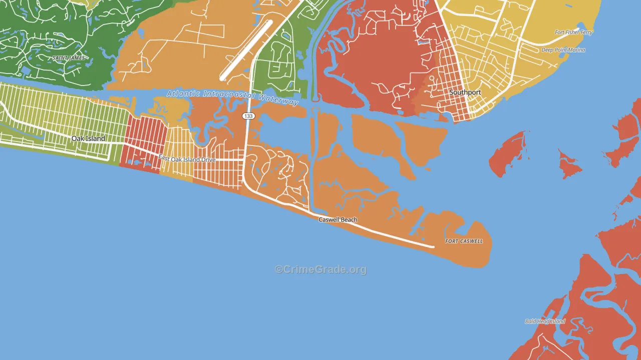 Caswell Beach, NC Map of Vandalism Rates