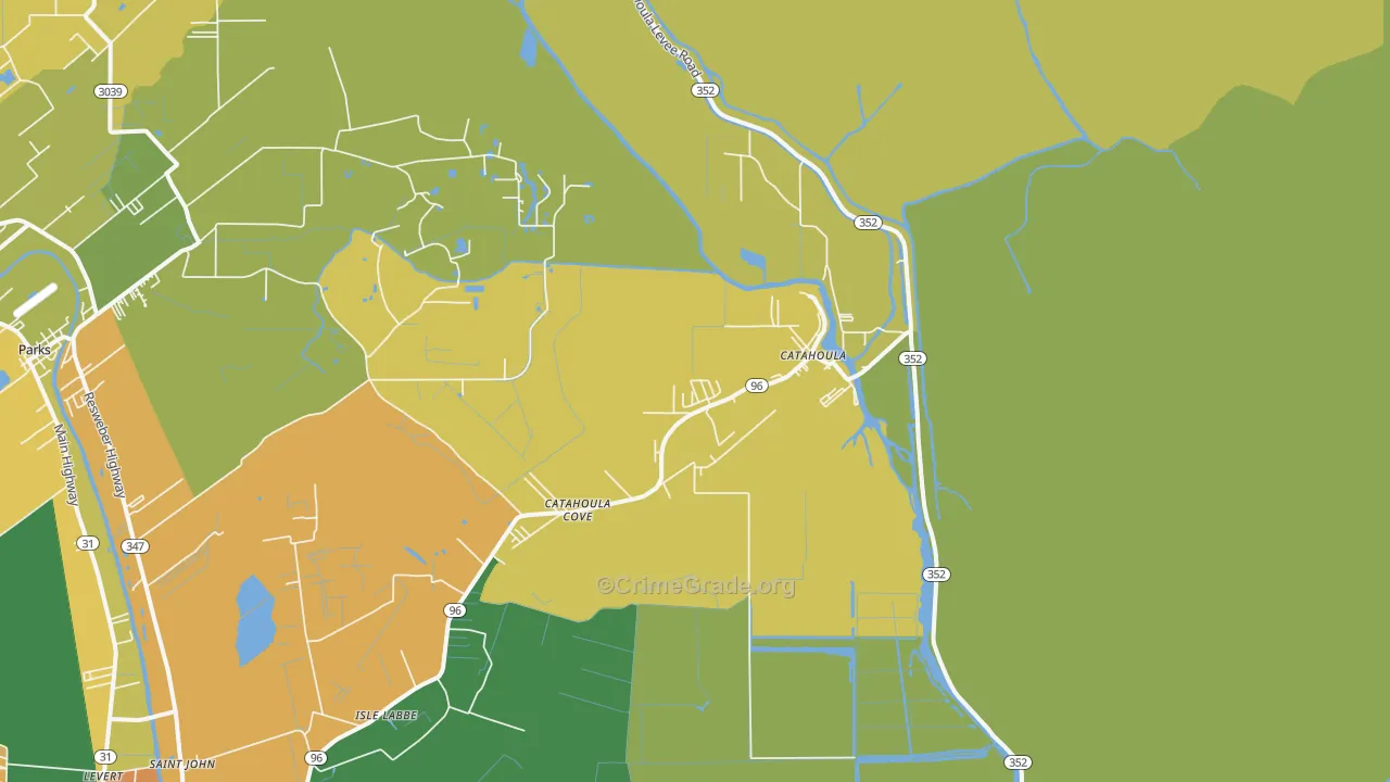 Catahoula, LA Map of Vandalism Rates