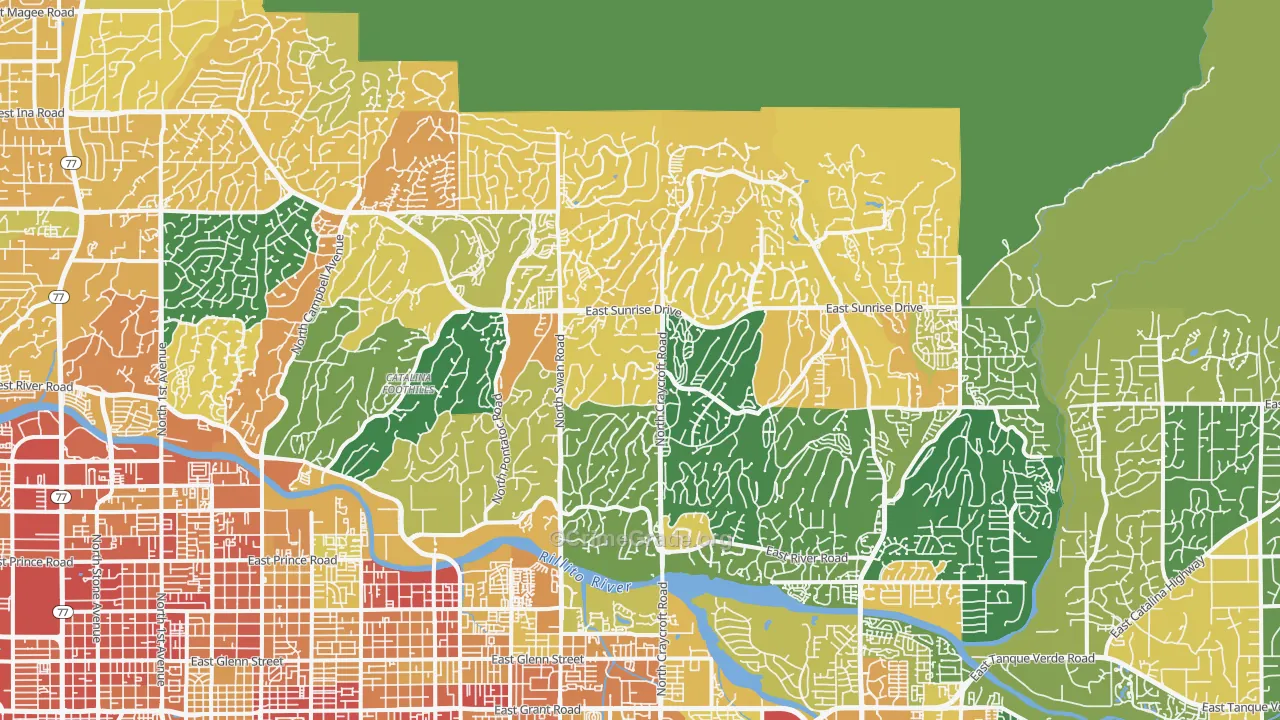 Catalina Foothills, AZ Map of Vandalism Rates