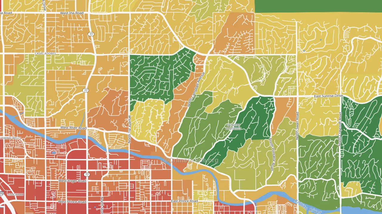 Catalina Foothills Estates, Catalina Foothills, AZ Map of Vandalism Rates