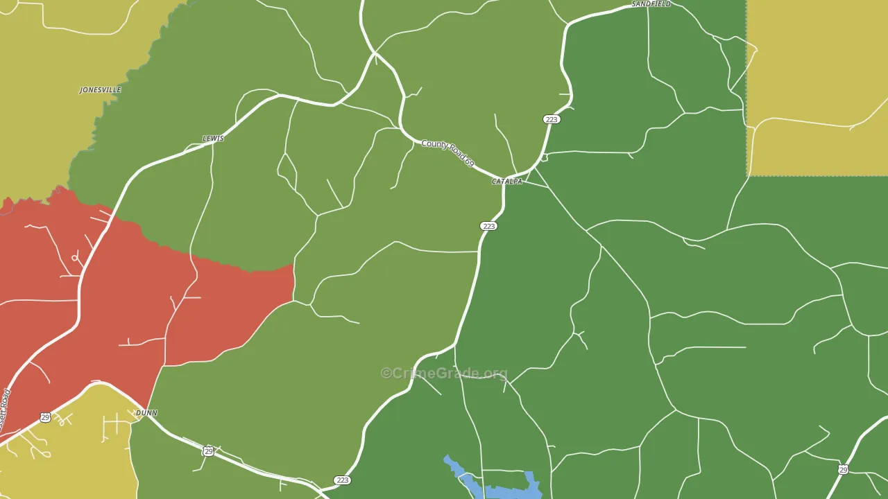 Catalpa, AL Map of Vandalism Rates
