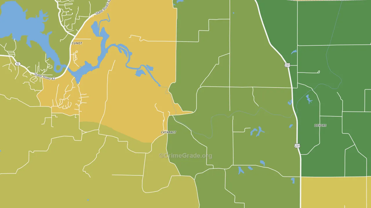Cataract, IN Map of Vandalism Rates
