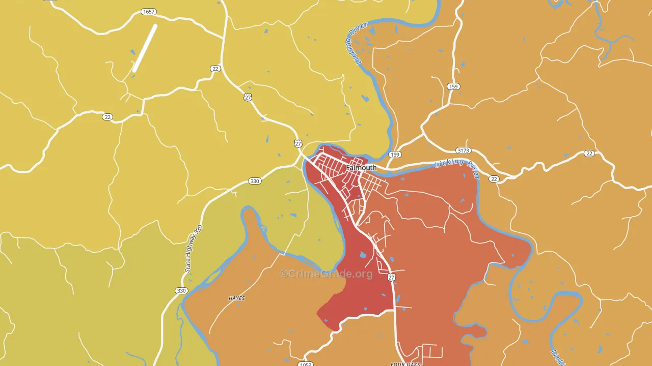 Catawba, KY Map of Vandalism Rates