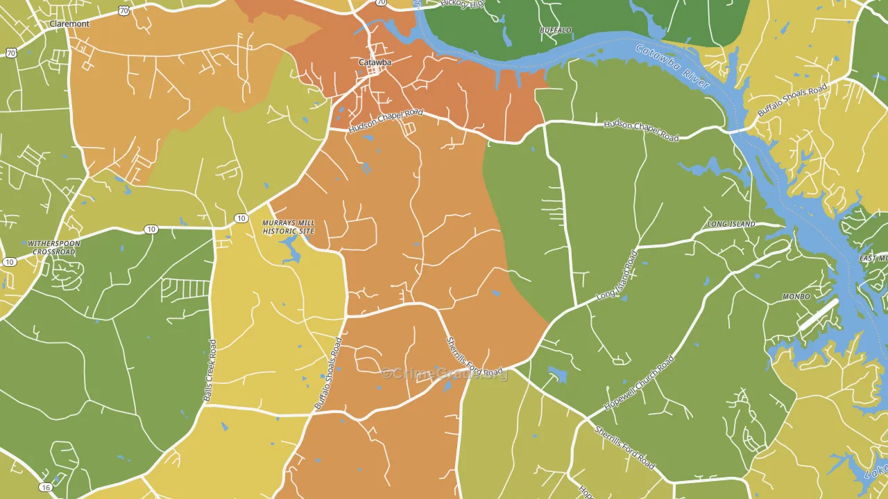 Catawba, NC Map of Vandalism Rates