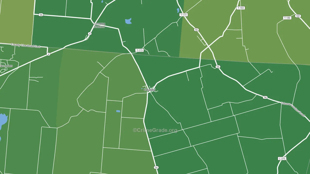 Catawba, OH Map of Vandalism Rates