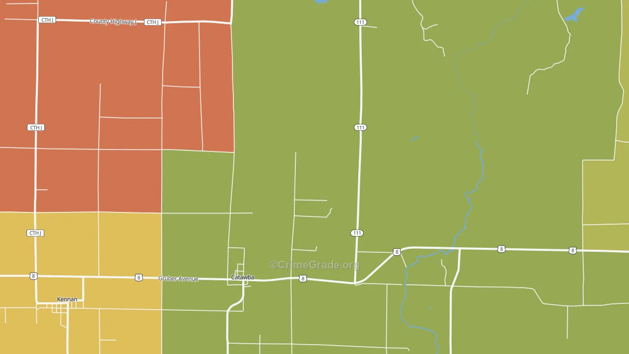 Catawba, WI Map of Vandalism Rates