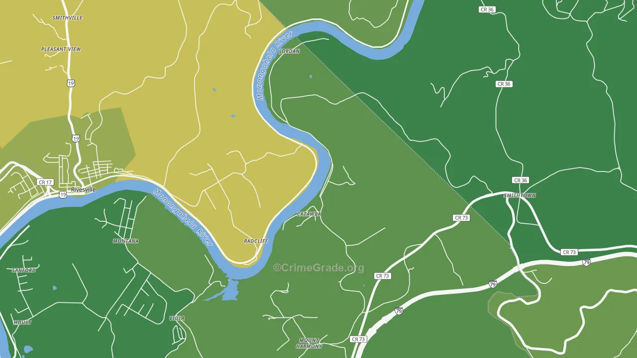 Catawba, WV Map of Vandalism Rates