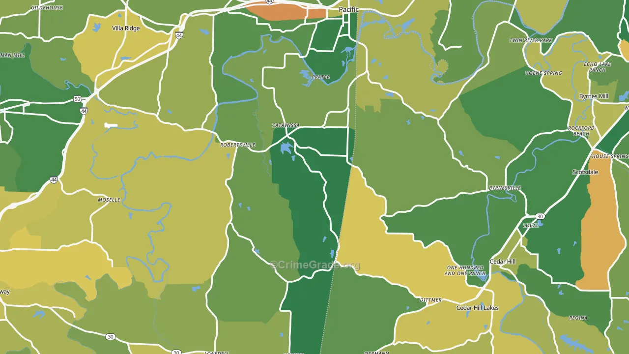 Catawissa, MO Map of Vandalism Rates