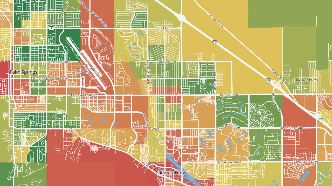 Cathedral City, CA Map of Vandalism Rates
