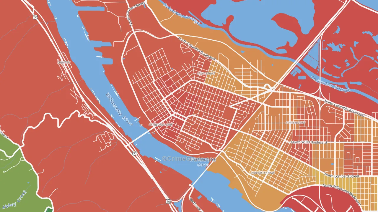 Cathedral Park, Portland, OR Map of Vandalism Rates