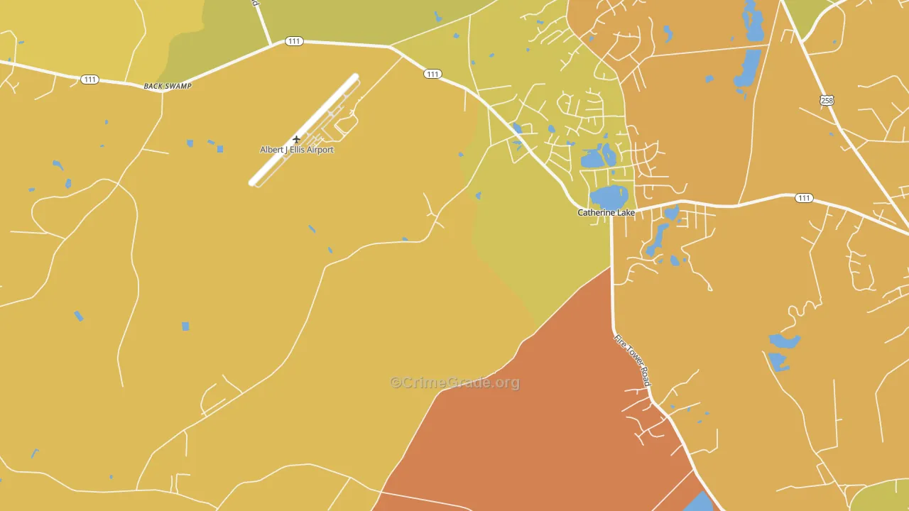 Catherine Lake, NC Map of Vandalism Rates