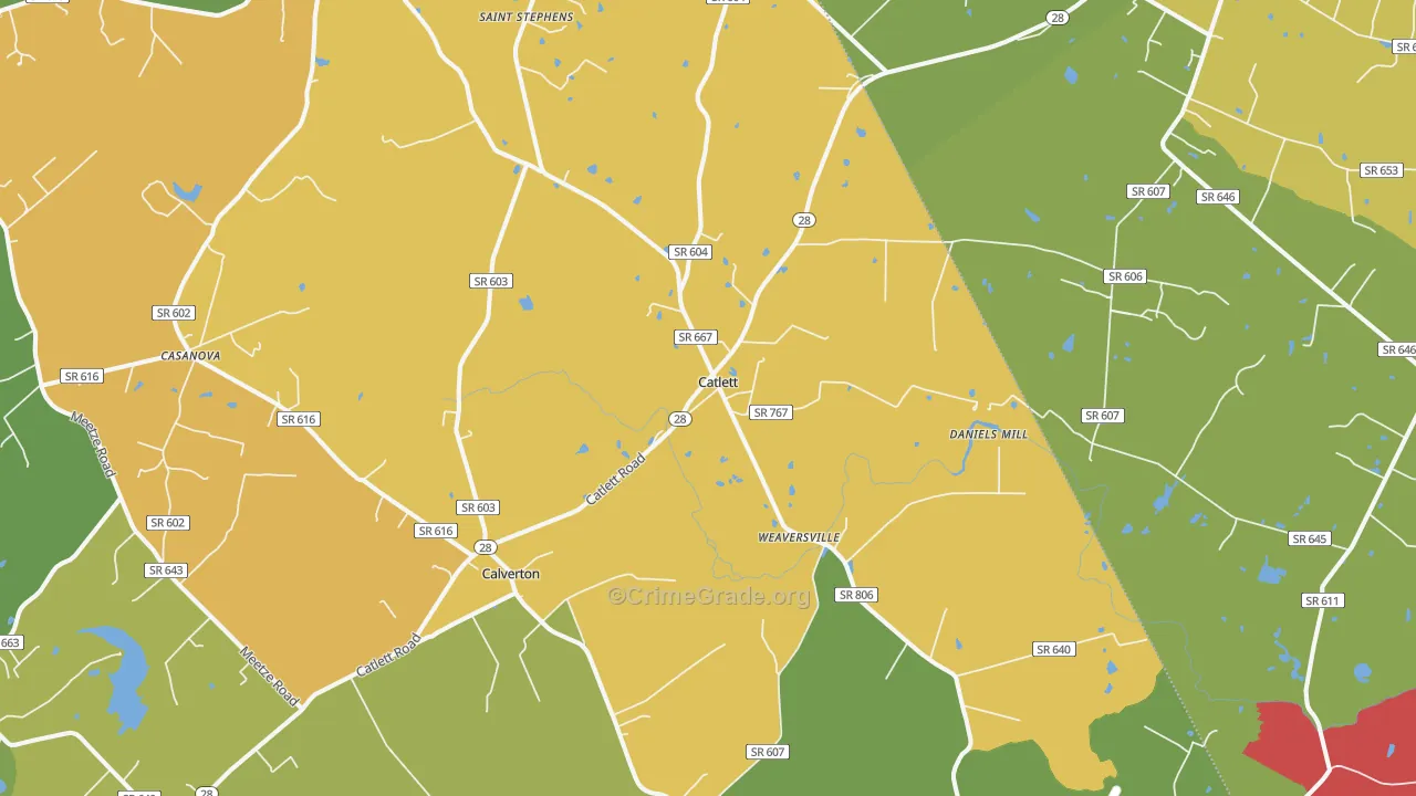 Catlett, VA Map of Vandalism Rates