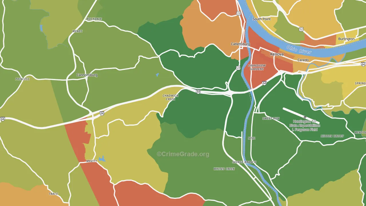 Catlettsburg, KY Map of Vandalism Rates