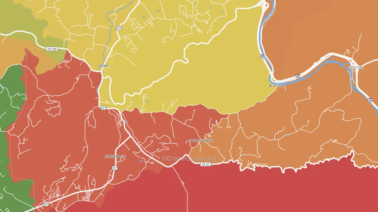 Catons Grove, TN Map of Vandalism Rates