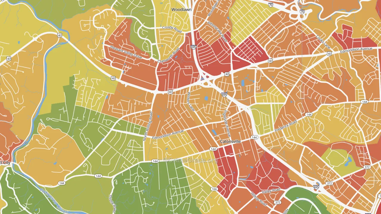 Catonsville Heights, Catonsville, MD Map of Vandalism Rates