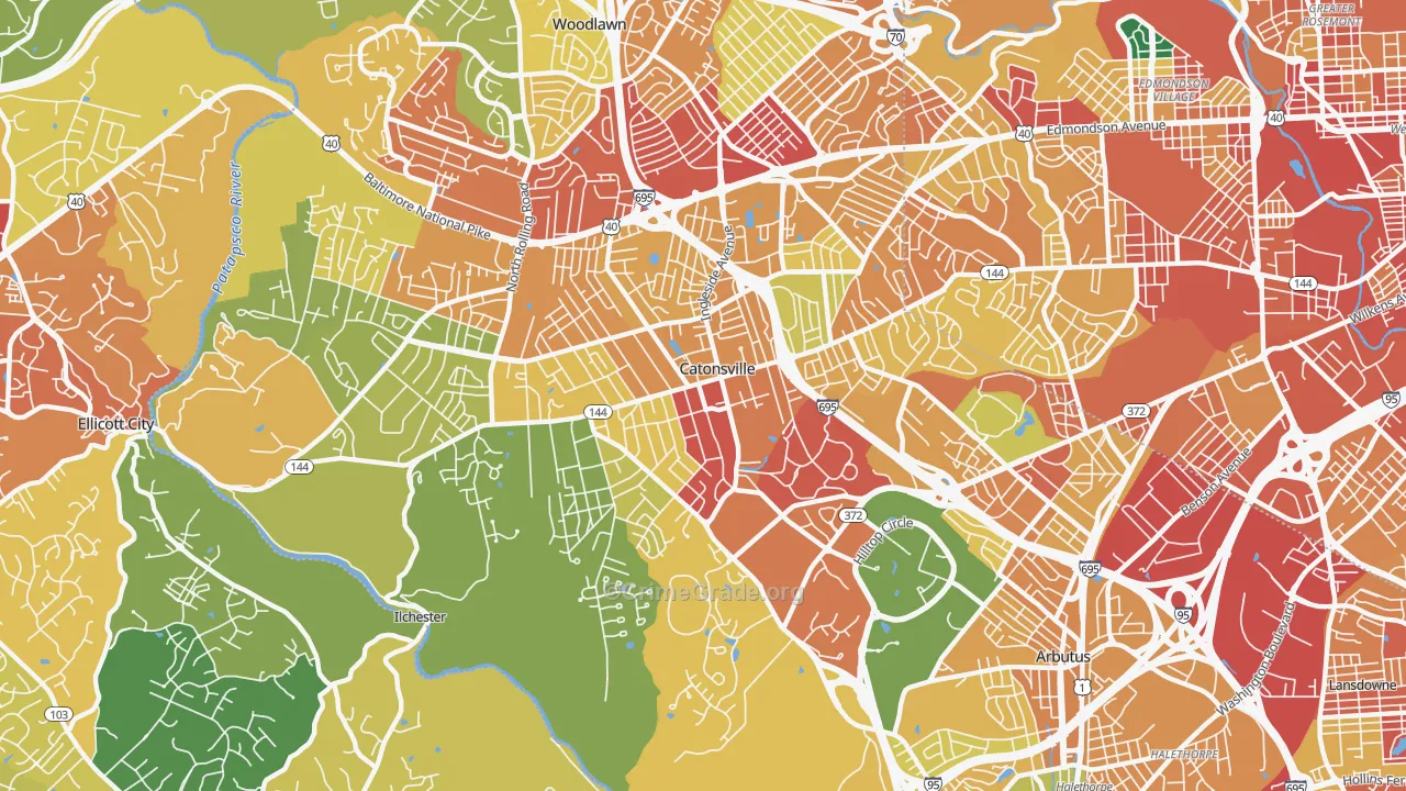 Catonsville, MD Map of Vandalism Rates