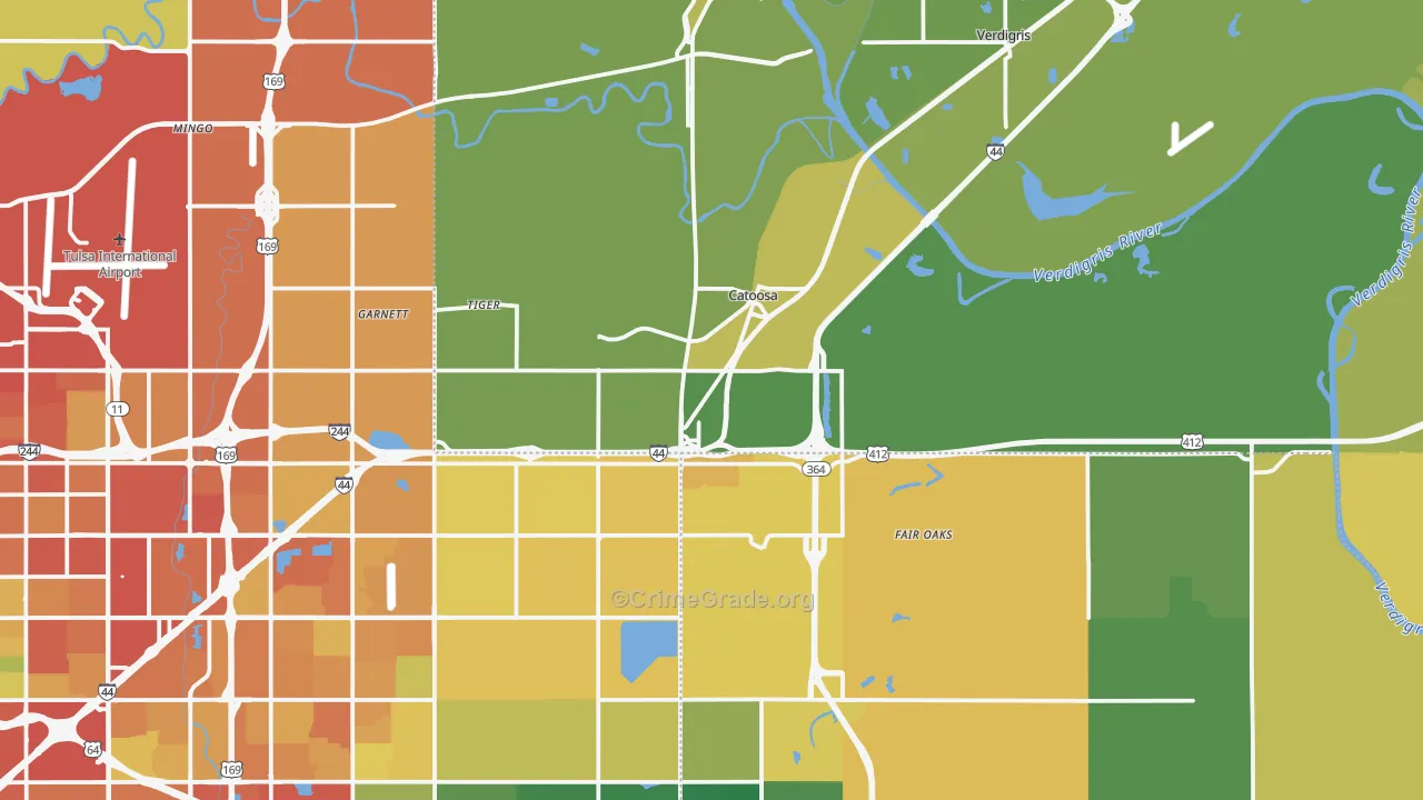 Catoosa, OK Map of Vandalism Rates