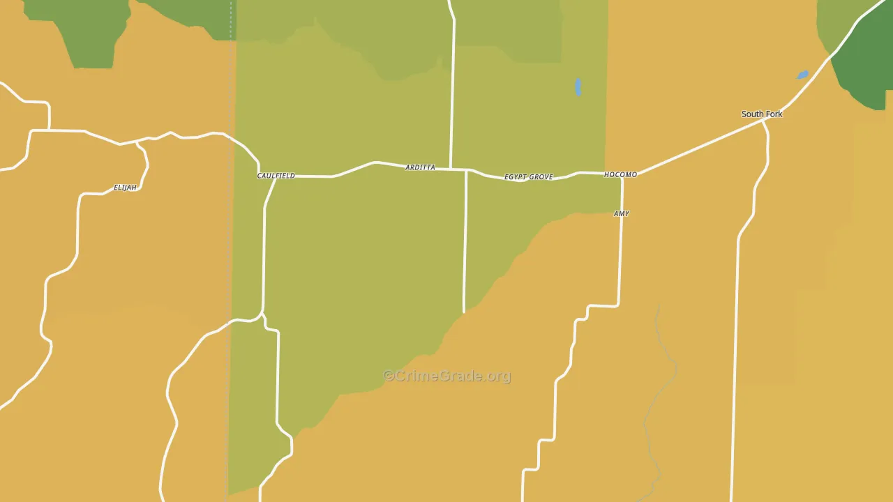 Caulfield, MO Map of Vandalism Rates
