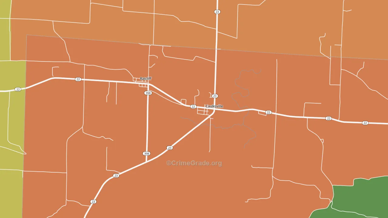 Caulksville, AR Map of Vandalism Rates