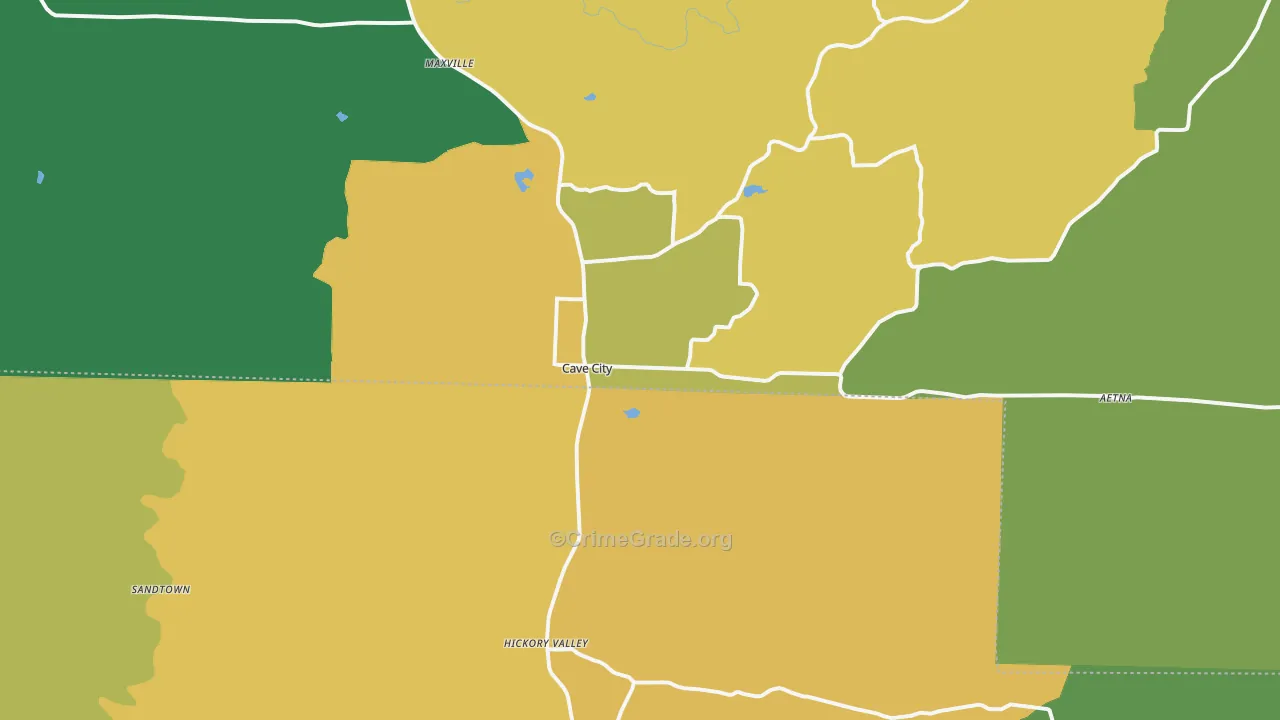 Cave City, AR Map of Vandalism Rates