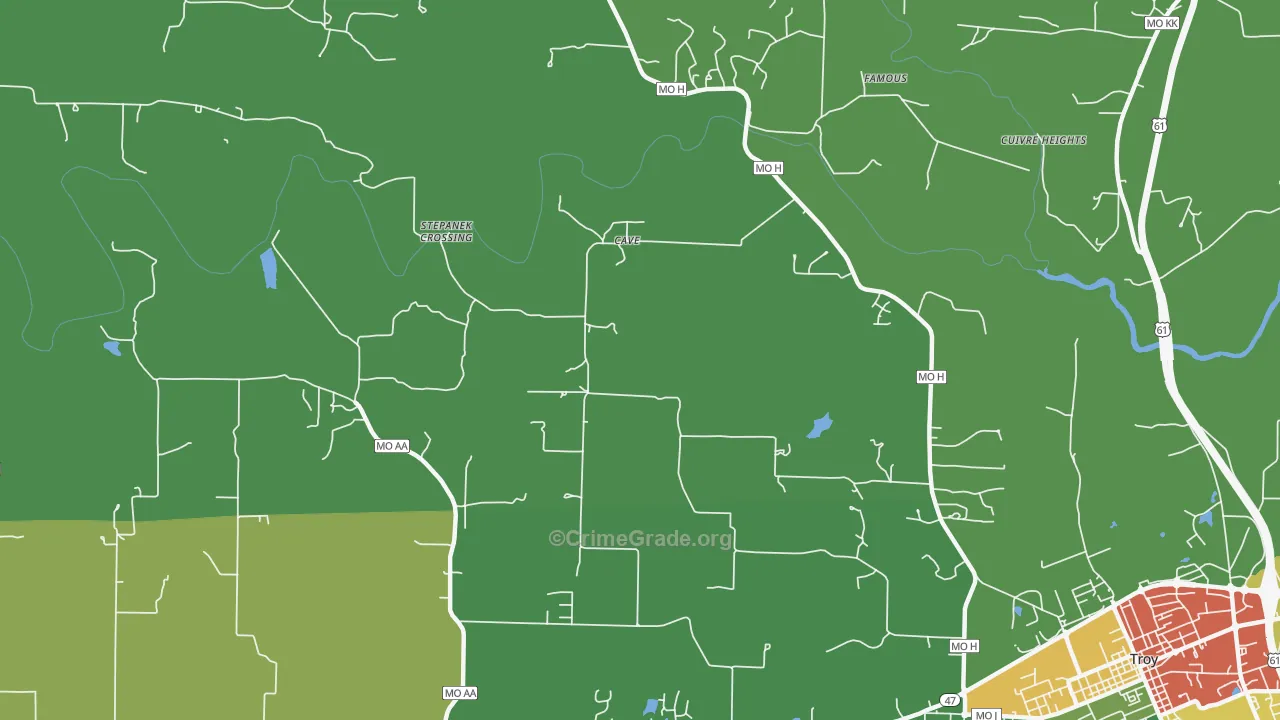 Cave, MO Map of Vandalism Rates