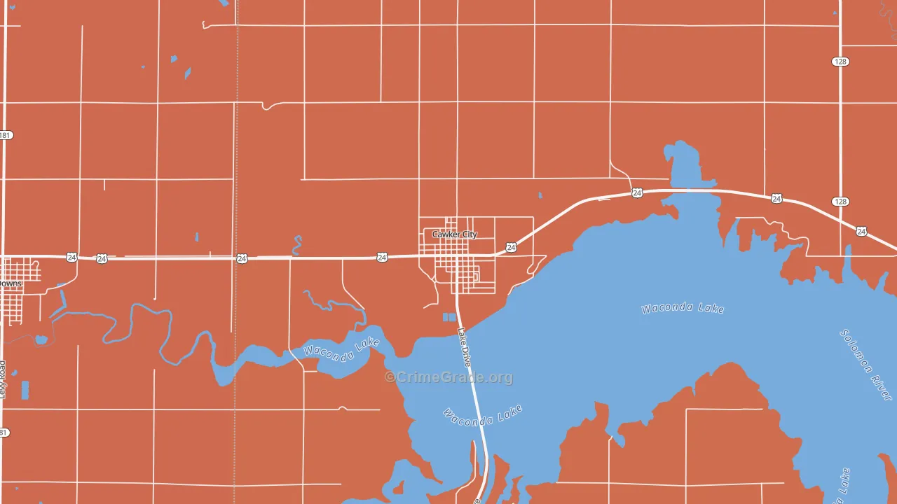 Cawker City, KS Map of Vandalism Rates