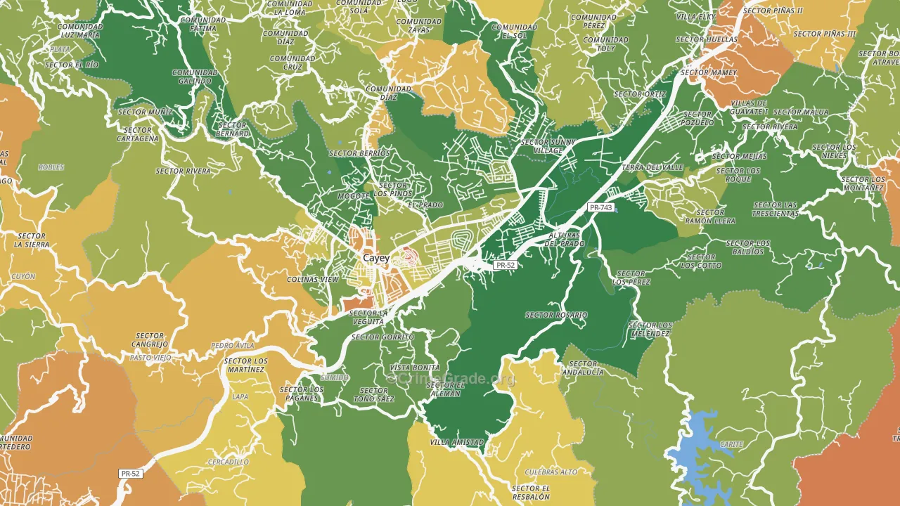 Cayey, PR Map of Vandalism Rates