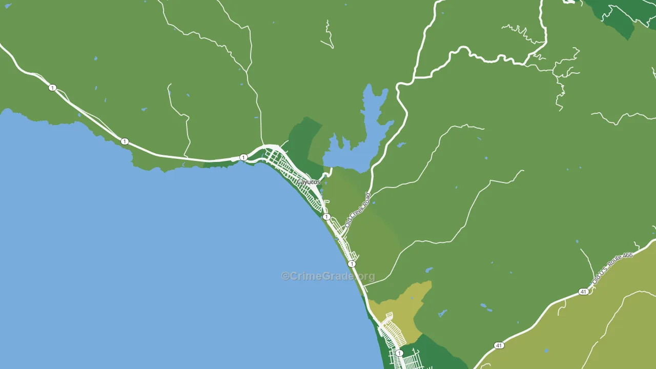 Cayucos, CA Map of Vandalism Rates