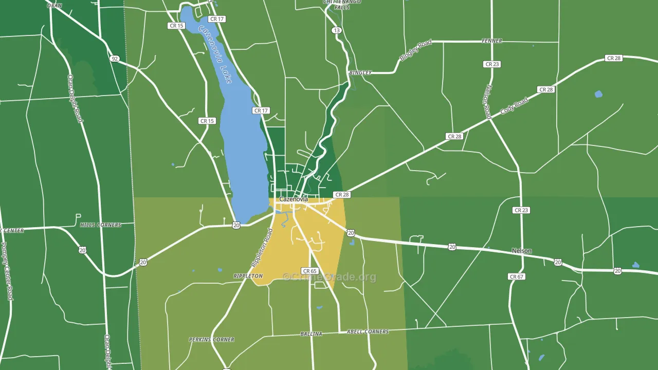 Cazenovia, NY Map of Vandalism Rates