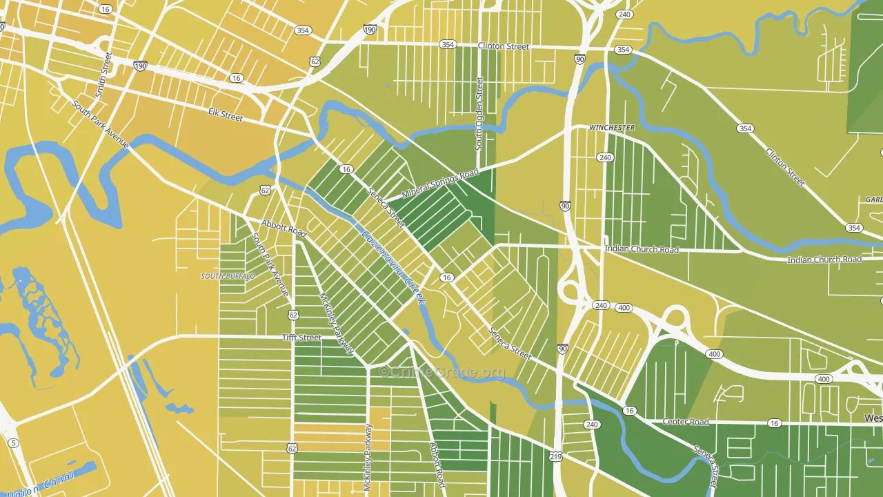 Cazenovia Park, Buffalo, NY Map of Vandalism Rates