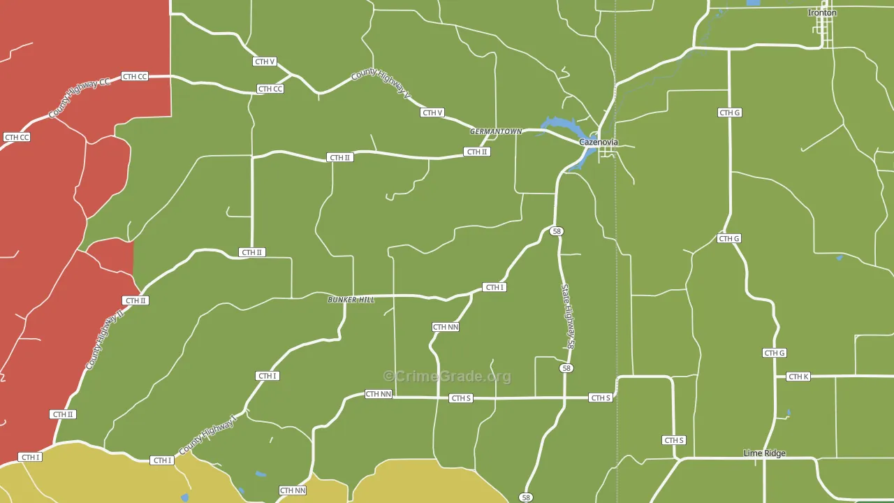 Cazenovia, WI Map of Vandalism Rates