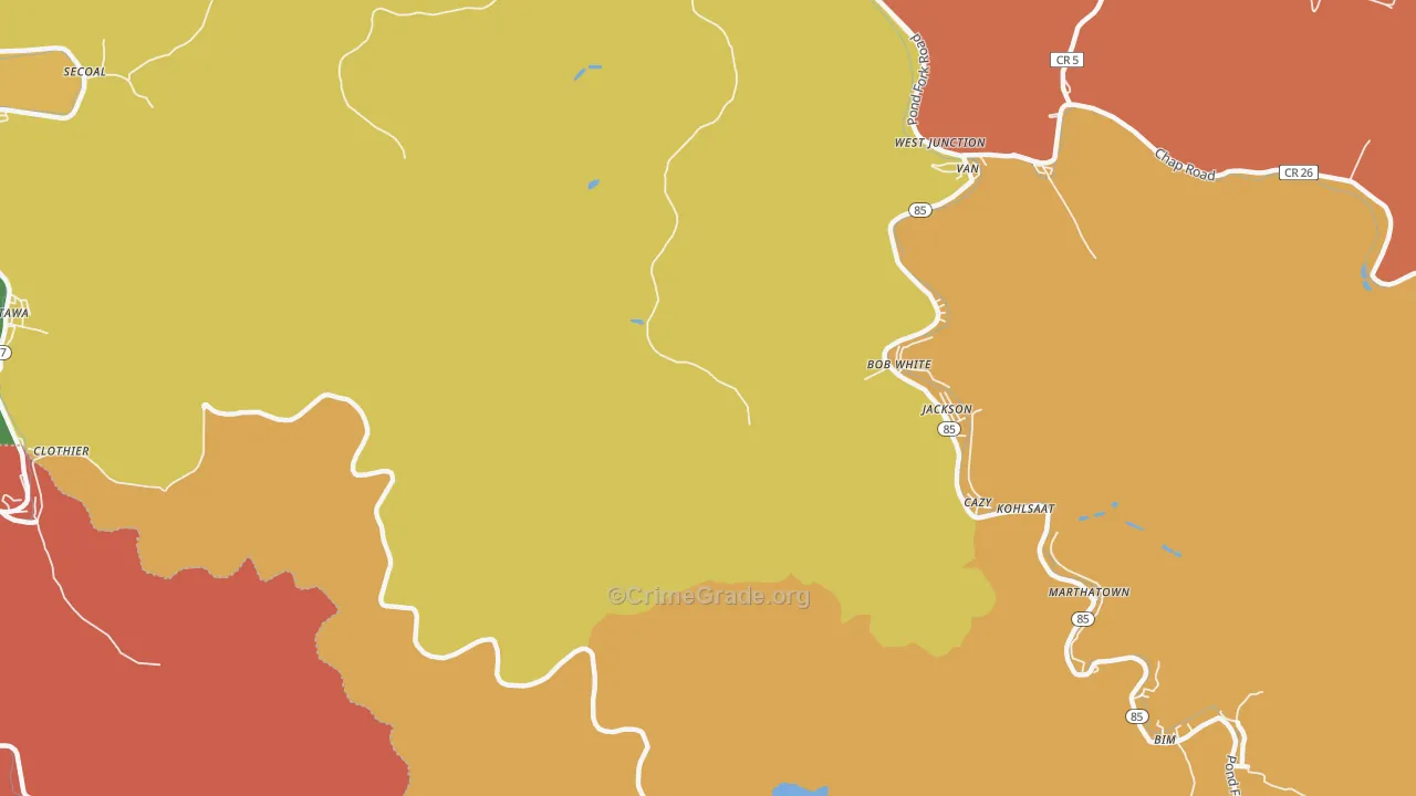Cazy, WV Map of Vandalism Rates