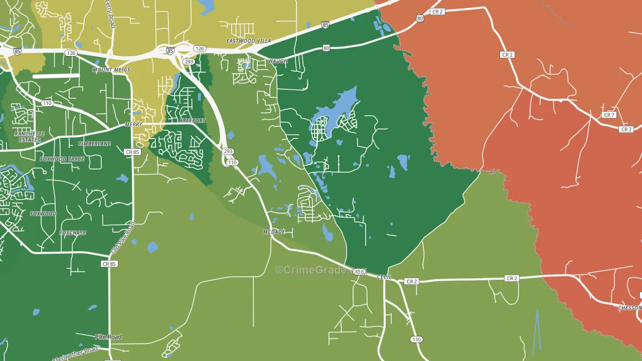 Cecil, AL Map of Vandalism Rates
