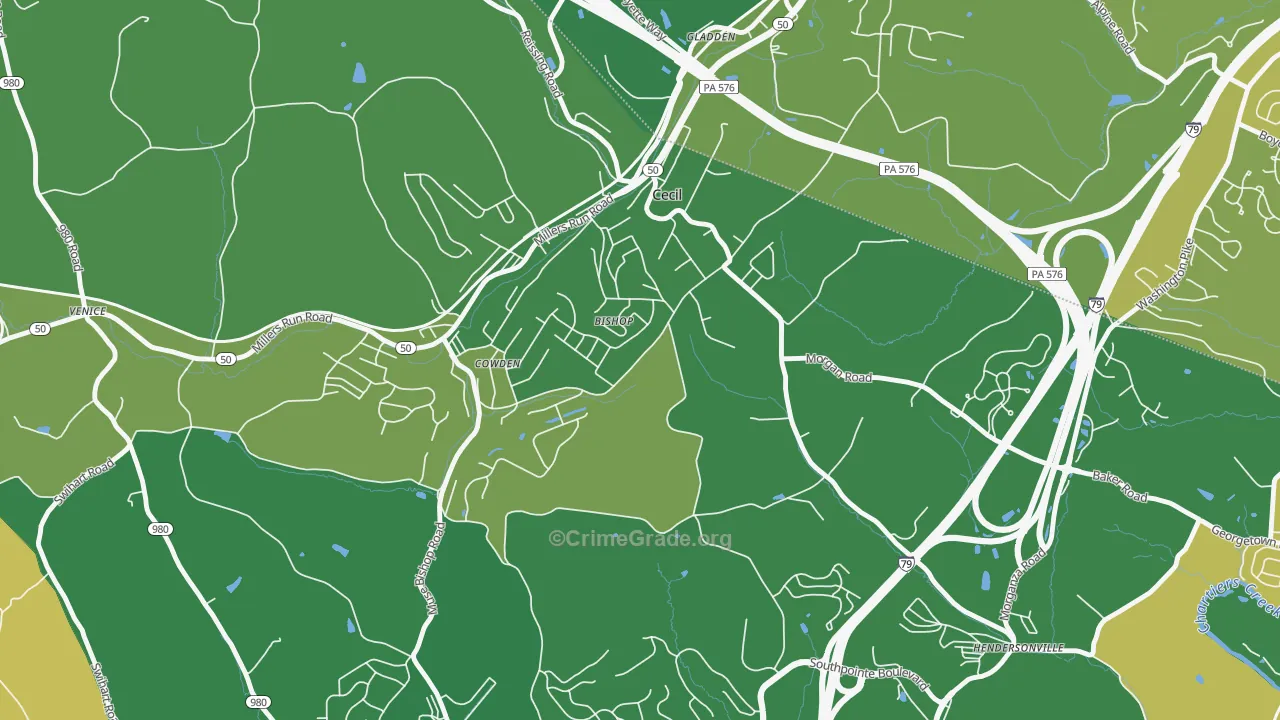 Cecil-Bishop, PA Map of Vandalism Rates