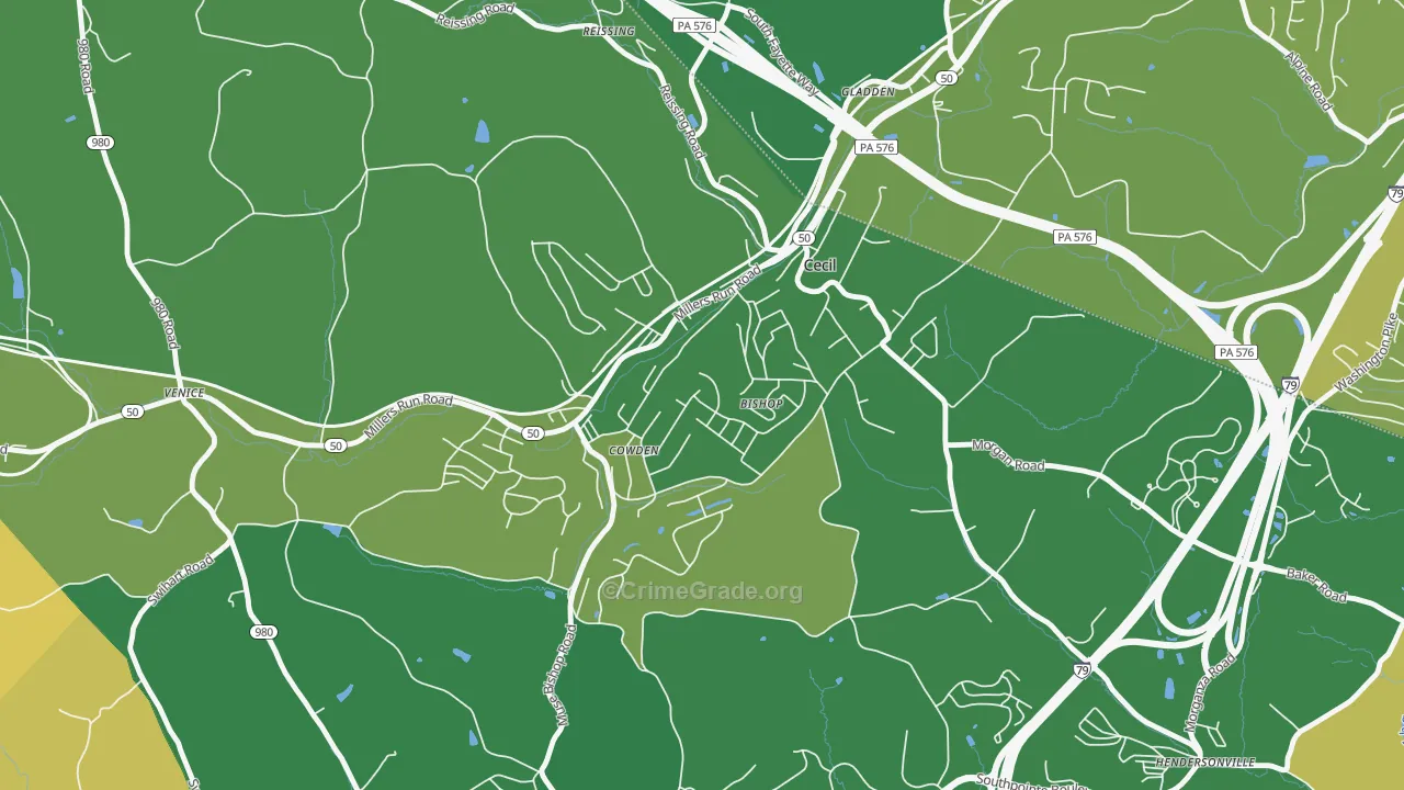 Cecil, PA Map of Vandalism Rates