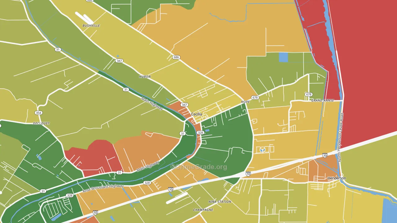 Cecilia, LA Map of Vandalism Rates