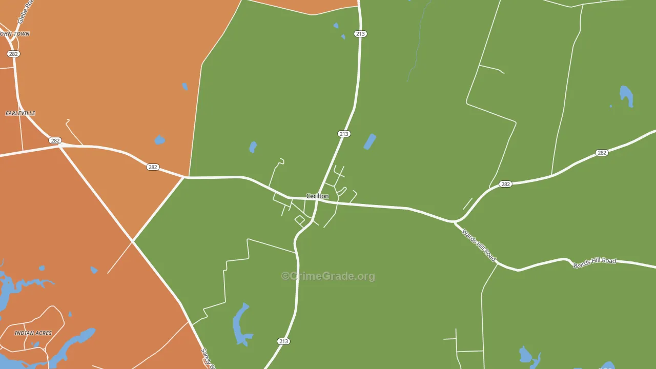 Cecilton, MD Map of Vandalism Rates