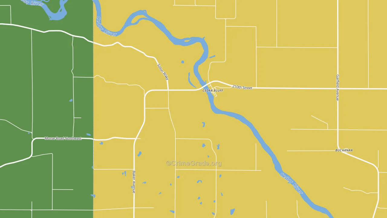 Cedar Bluff, IA Map of Vandalism Rates