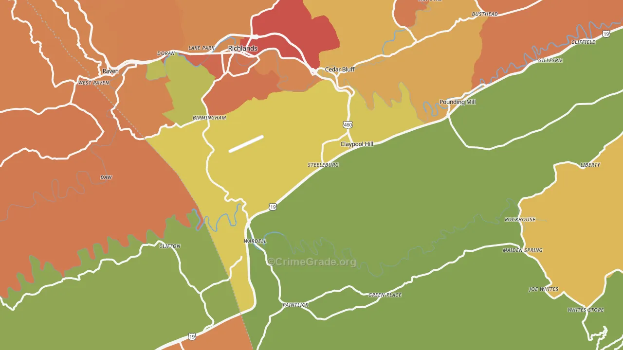 Cedar Bluff, VA Map of Vandalism Rates