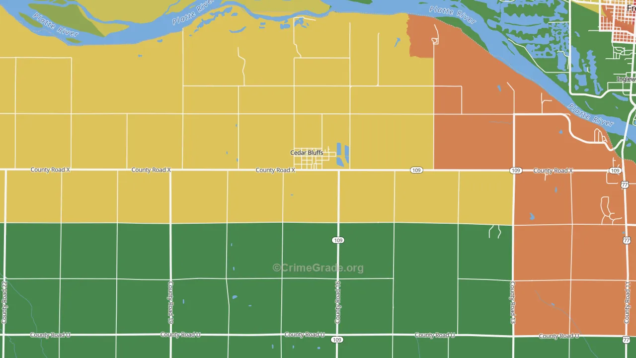 Cedar Bluffs, NE Map of Vandalism Rates