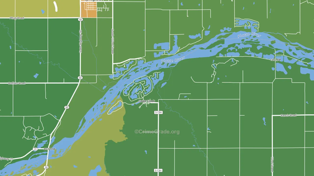 Cedar Creek, NE Map of Vandalism Rates