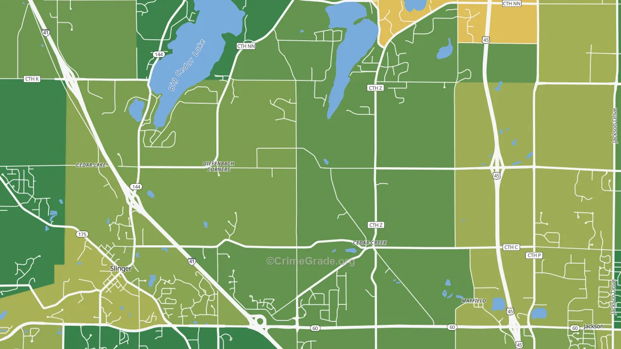 Cedar Creek, WI Map of Vandalism Rates