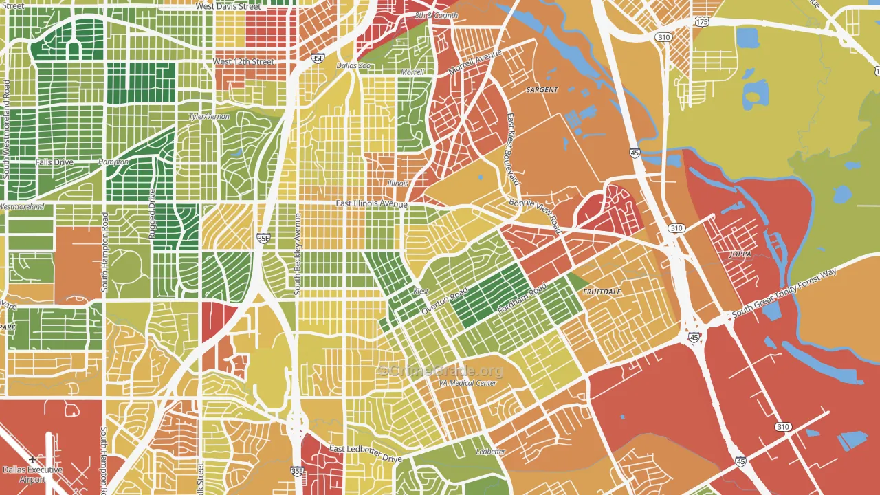 Cedar Crest, Dallas, TX Map of Vandalism Rates