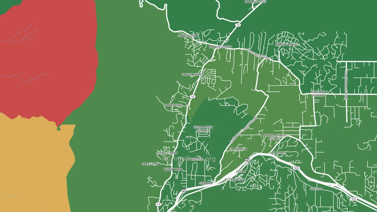 Cedar Crest, NM Map of Vandalism Rates