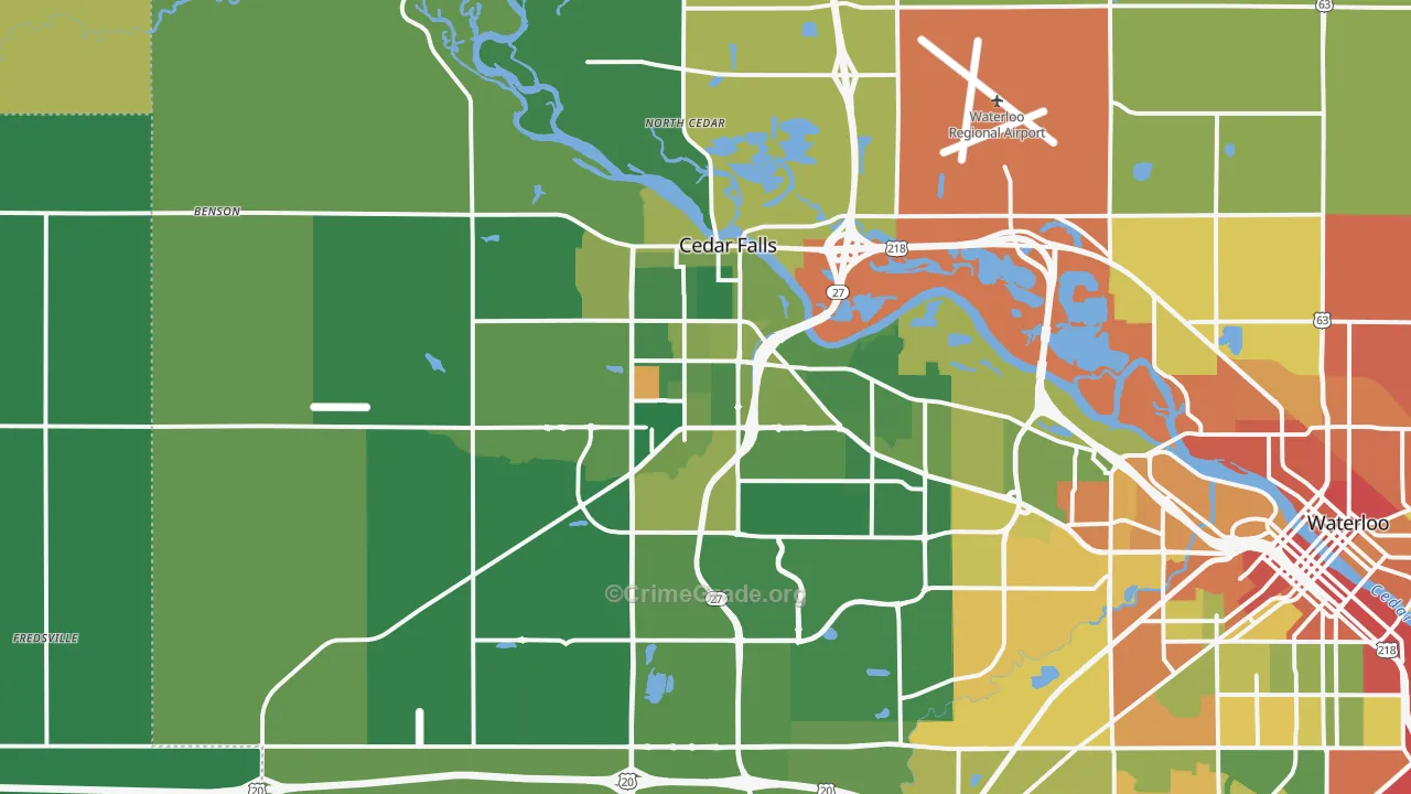 Cedar Falls, IA Map of Vandalism Rates