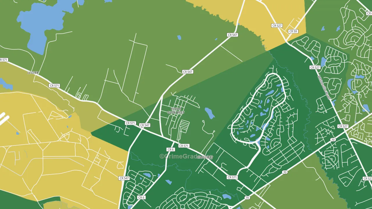 Cedar Glen West, NJ Map of Vandalism Rates