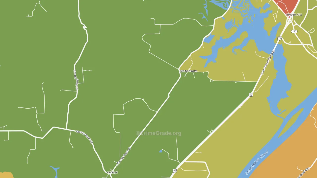 Cedar Grove, AL Map of Vandalism Rates